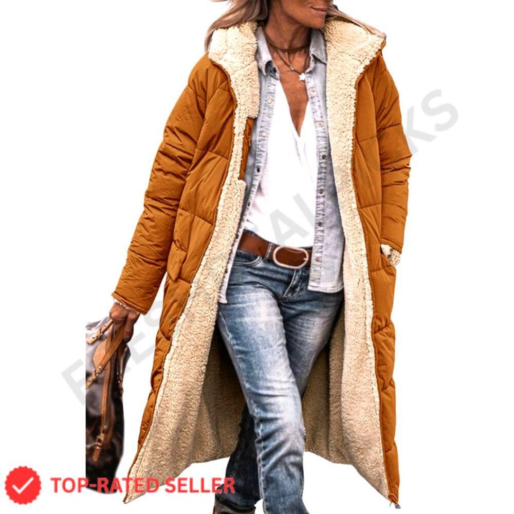 Oversized Shearling Fleece Long Coat Jacket Chic Winter Fashion Loose Fit